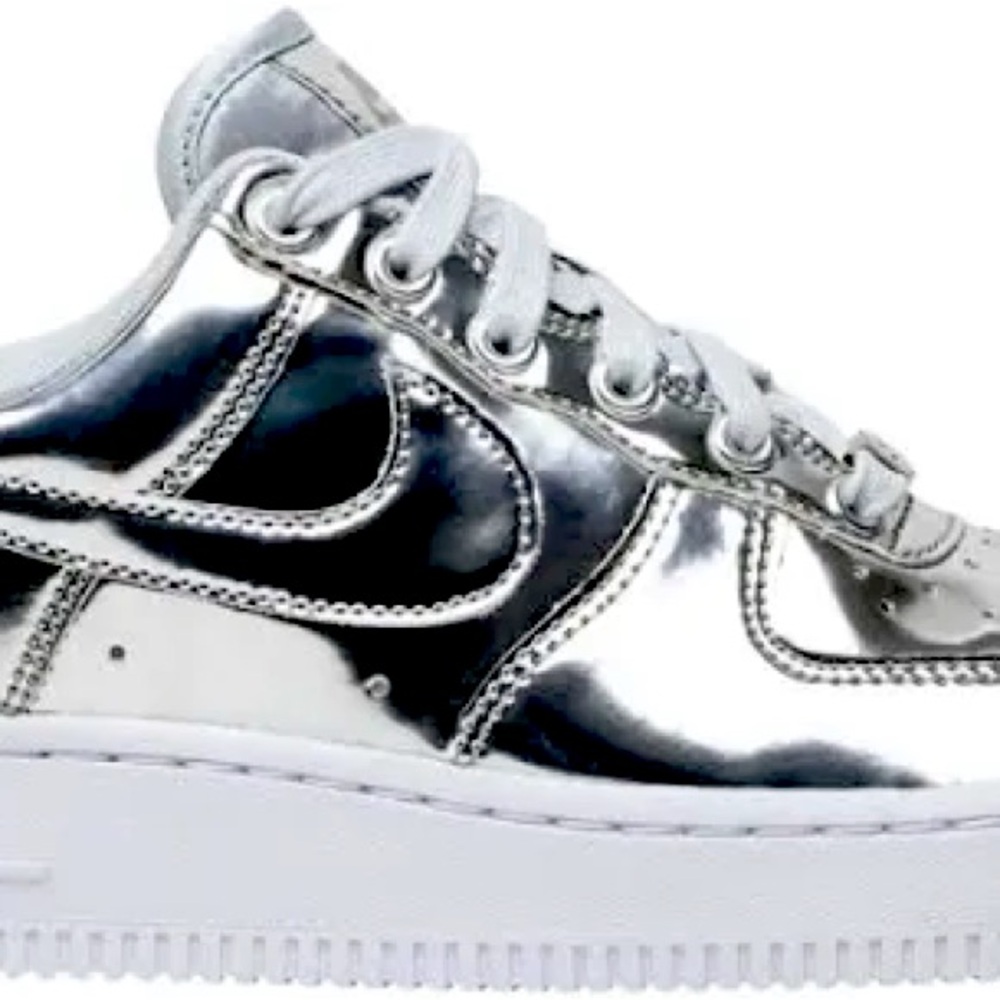 Nike Air Force 1 (liquid chrome) sneakers, size 7 1/2 - level up your style!